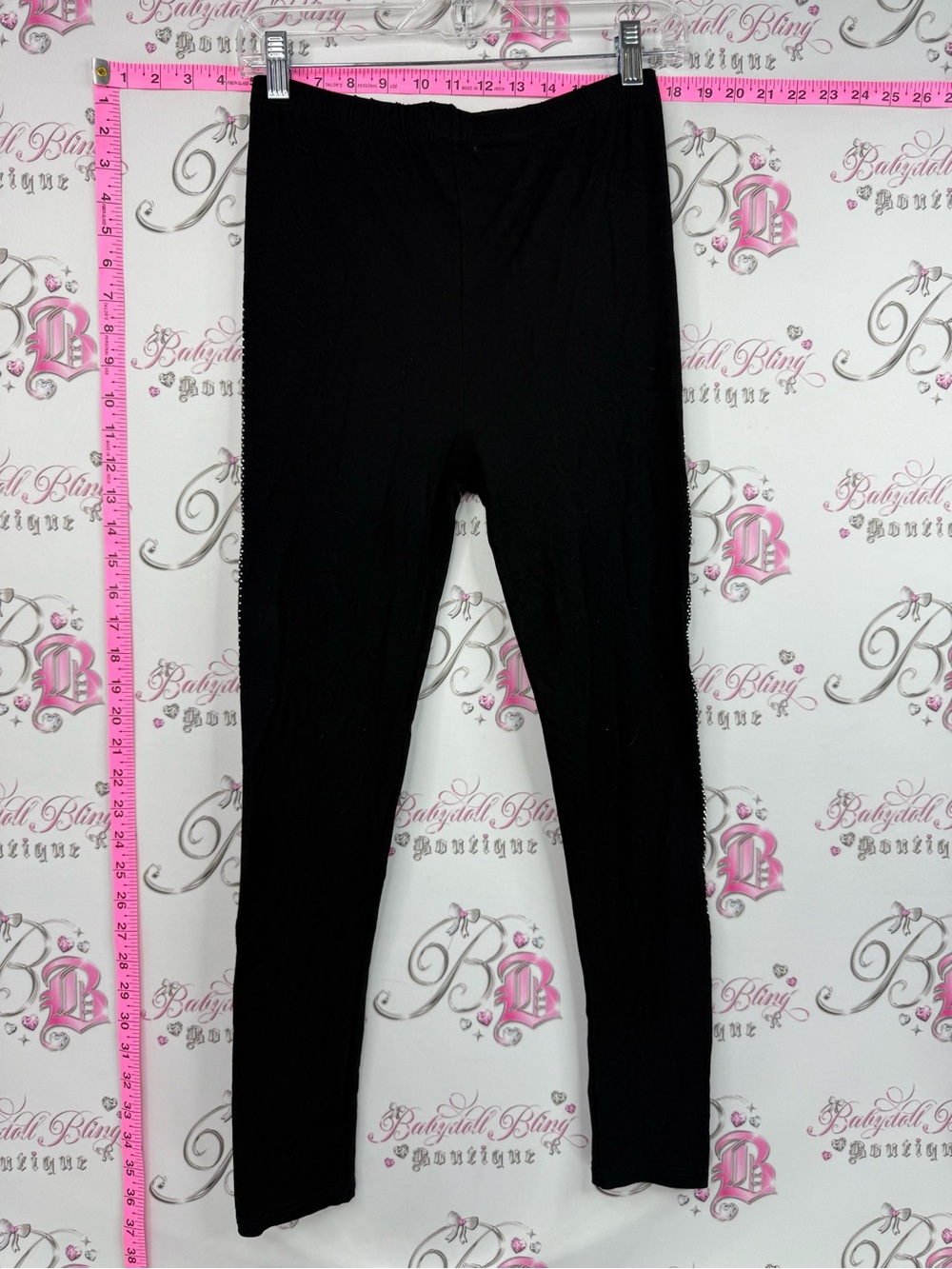 Today’s designer tights Black Leggings rhinestone sides Everyday Stretch